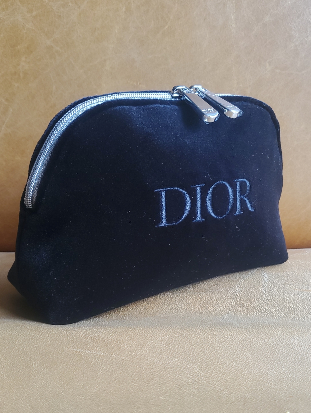 Christian Dior Black Velvet Cosmetic Clutch Bag Pouch